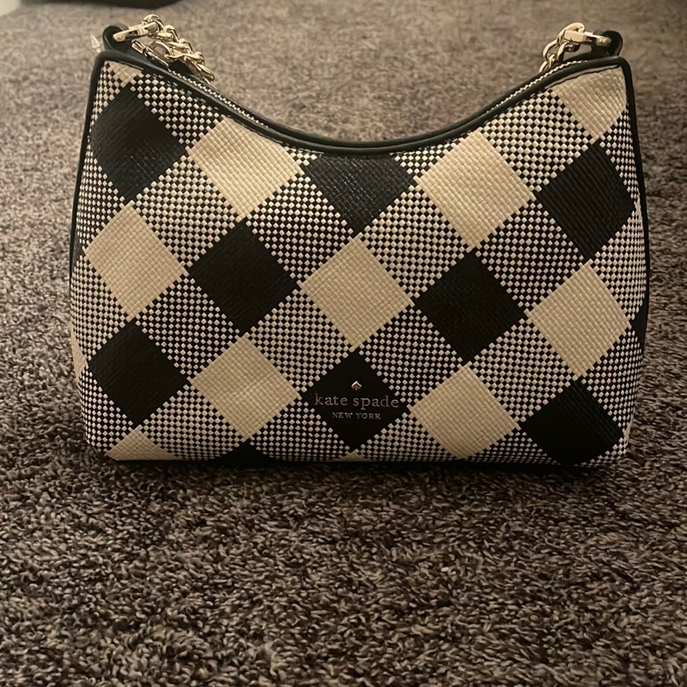 gingham Navy and cream Kate spade purse